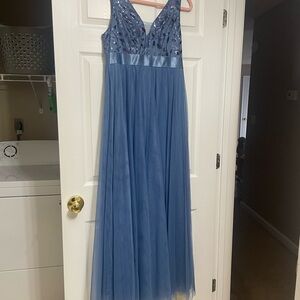 NWOT | Blue Embellished V-Neck Maxi Dress
